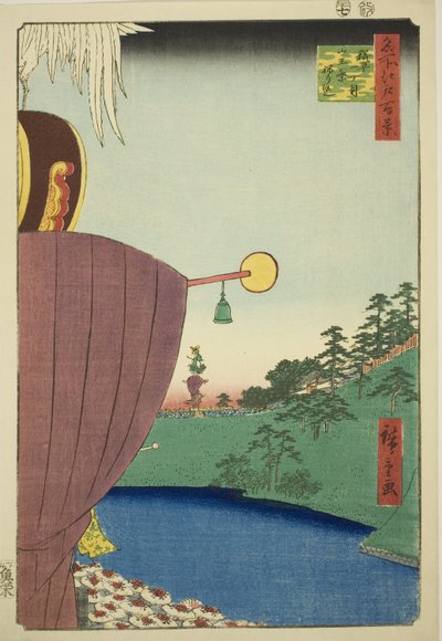 Sanno-Festprozession in Kojimachi Itchome (Kojimachi Itchome Sanno Matsuri nerikomi), aus der Serie "Hundert berühmte Ansichten von Edo (Meisho Edo hyakkei)" von Utagawa Hiroshige