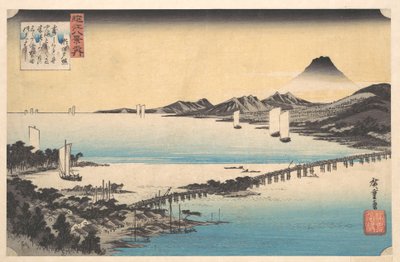 Seta no Sekisho. Sonnenuntergang, Seta. Biwa-See von Utagawa Hiroshige