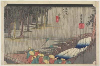 Frühlingsregen, Tsuchiyama, ca. 1833 von Utagawa Hiroshige