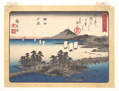 Abendrot bei Seta, aus der Serie Acht Ansichten von Ōmi (Ōmi hakkei) von Utagawa Hiroshige