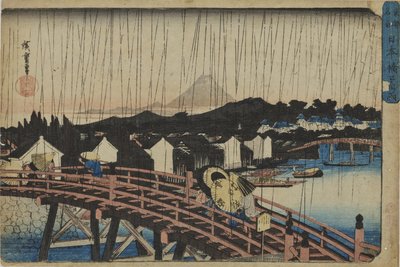 Regenschauer an der Nihonbashi-Brücke aus der Serie Berühmte Orte der östlichen Hauptstadt von Utagawa Hiroshige