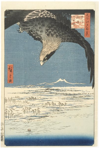 Susaki und die Jmantsubo-Ebene bei Fukagawa aus der Serie Einhundert berühmte Ansichten von Edo, 1857 von Utagawa Hiroshige