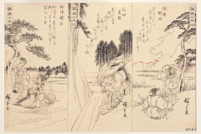 Der Noda-Juwelenfluss in Mutsu; Der Koya-Juwelenfluss in Kii; Der Toi-Juwelenfluss, 1838-43 von Utagawa Hiroshige