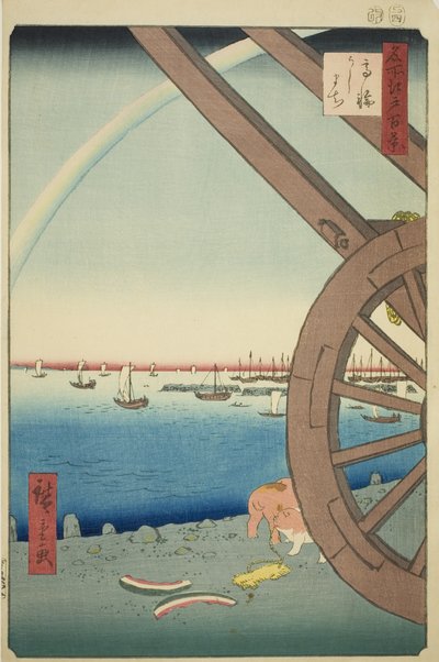 Ushimachi in Takanawa (Takanawa Ushimachi), aus der Serie "Ein Hundert berühmte Ansichten von Edo (Meisho Edo hyakkei)" von Utagawa Hiroshige