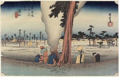 Winterszene, Hamamatsu, um 1833 von Utagawa Hiroshige
