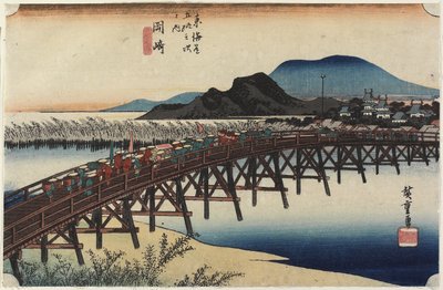 Yahagi-Brücke, Okazaki, ca. 1833 von Utagawa Hiroshige