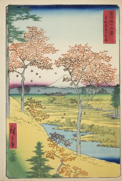 Yuhi-Hügel in Meguro in der östlichen Hauptstadt (Toto Meguro Yuhigaoka), aus der Serie "Sechsunddreißig Ansichten des Berges Fuji (Fuji sanjurokkei)" von Utagawa Hiroshige