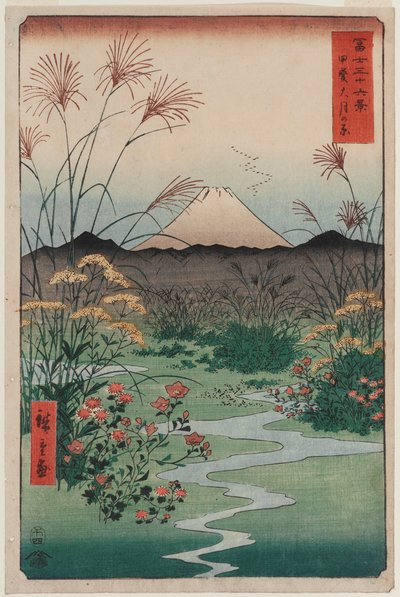 Ebene von Ōtsuki in der Provinz Kai, aus der Serie Sechsunddreißig Ansichten des Berges Fuji von Utagawa Hiroshige