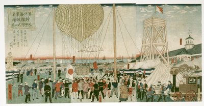 Japanische Marine testet einen Heißluftballon in Tsukiji von Utagawa Hiroshige III