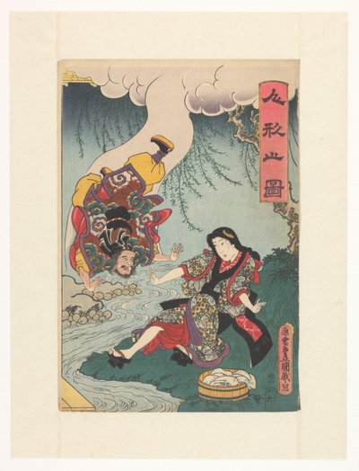 Unsterblicher fällt von einer Wolke von Utagawa Kunisada (I)