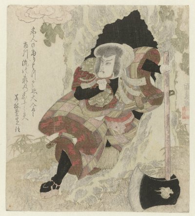 Mann mit Axt steigt aus einem Baum von Utagawa Kunisada (I)