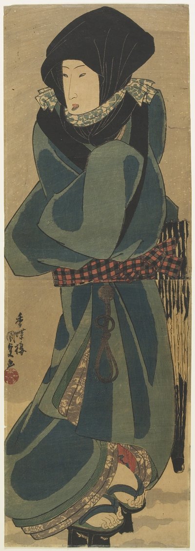 (Frau im Umhang und Kapuze), ca. 1830-1844 von Utagawa Kunisada