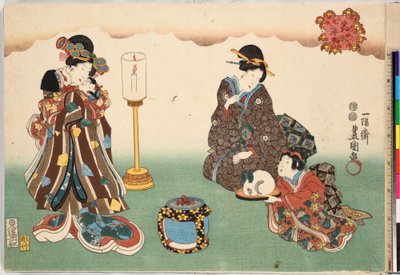 Abendschnee Bo-setsu, aus der Serie Acht figürliche Ansichten Sugata Hakkei, ca. 1850 von Utagawa Kunisada