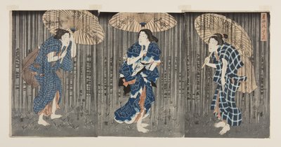 Plötzlicher Regenschauer in der Sommerhitze von Utagawa Kunisada