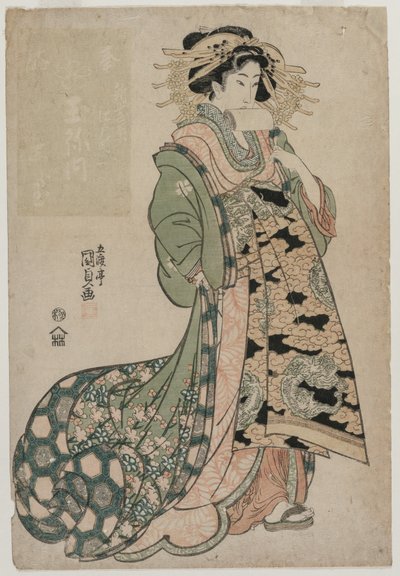 Die Kurtisane Shiratama vom Tamaya, um frühe 1810er von Utagawa Kunisada