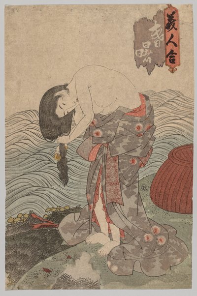 Taucherin kämmt ihr Haar von Utagawa Kunisada