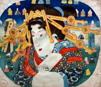 Kurtisane Serie: Moderne drei Härten für Frauen (Tōsei sanpukutsui), ca. 1833 von Utagawa Kuniyoshi