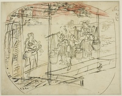 Salzwasser am Strand sammeln von Utagawa Kuniyoshi
