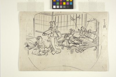 Hataori (Weben an einem Webstuhl) von Utagawa Kuniyoshi