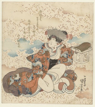Kniende Frau mit Opfertischchen von Utagawa Kuniyoshi