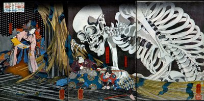 Prinzessin Takiyasha ruft ein monströses Skelett-Spektakel im alten Palast in Sōma herbei, ca. 1845-46 von Utagawa Kuniyoshi