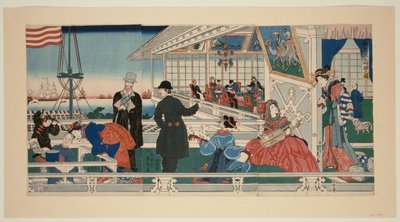 Ein amerikanisches Handelsgebäude in Yokohama (Yokohama ijin shokan no zu) von Utagawa Sadahide