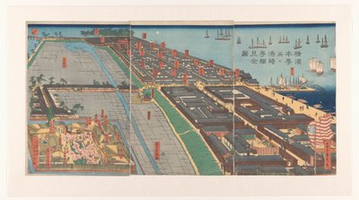 Überblick über das Viertel Honcho und das Miyozaki-Viertel in Yokohama von Utagawa Sadahide