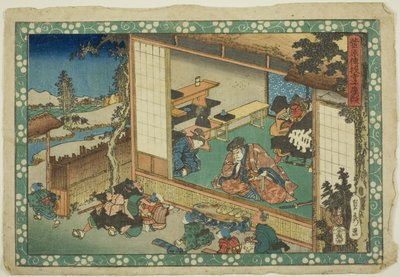 Die Dorfschulszene (Terakoya), aus der Serie "Sugawaras Geheimnisse (Sugawara denju)" von Utagawa Sadahide