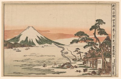 Neu veröffentlichte Perspektivansicht des Berges Fuji im Frühling von Tagonoura von Utagawa Toyoharu