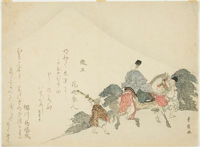 Blick auf den Berg Fuji vom Pferd aus von Utagawa Toyohiro