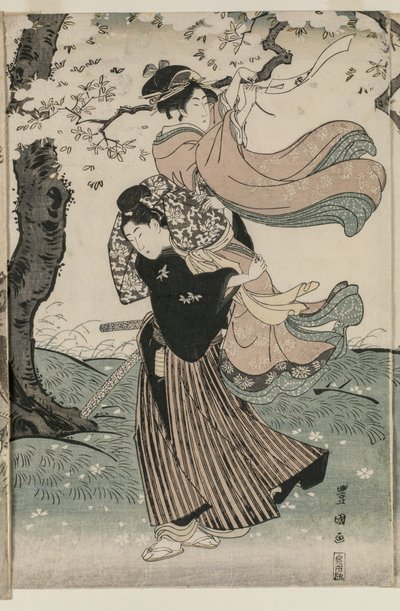 Kirschblüten im Wind von Utagawa Toyokuni