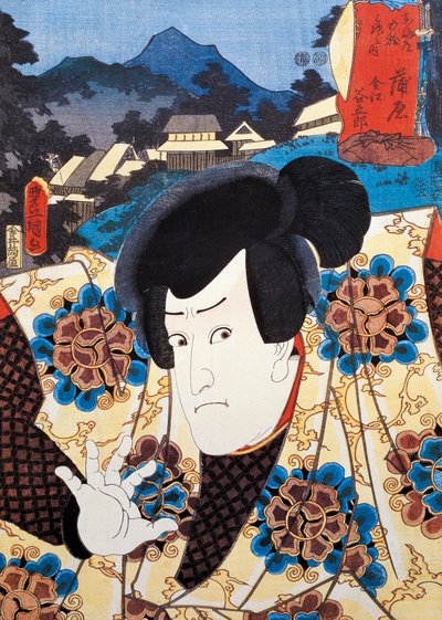 Porträt eines Kabuki-Theaterschauspielers, Ukiyo-e-Kunstdruck von Utagawa Toyokuni (1769-1825), Holzschnitt, japanische Zivilisation, Edo-Zeit von Utagawa Toyokuni
