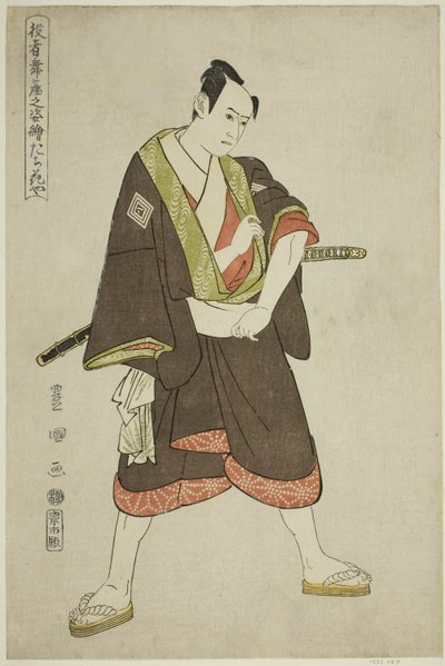 Tachibanaya: Ichikawa Yaozo III als Shimobe Hatsuhei, aus der Serie "Porträts von Schauspielern auf der Bühne (Yakusha butai no sugata-e)" von Utagawa Toyokuni I