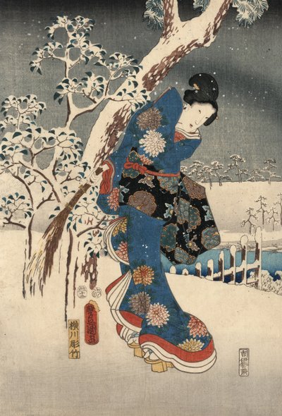 Ukiyo-e-Druck aus der Geschichte von Genji von Kunisada und Hiroshige von Utagawa and Hiroshige  Kunisada