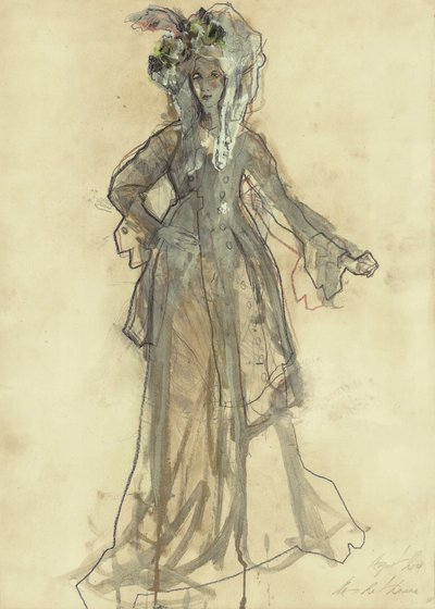 Elegante Kostümskizze von Ute Rathmann