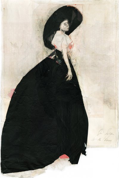 Elegante Frau mit schwarzem Hut von Ute Rathmann