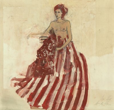 Sitzender Akt Roter Rock von Ute Rathmann
