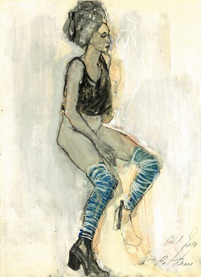 Frau in Blauen Socken von Ute Rathmann