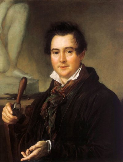 Porträt des Bildhauers Ivan P. Vitali 1794-1855, 19. Jahrhundert von Vasili Andreyevich Tropinin