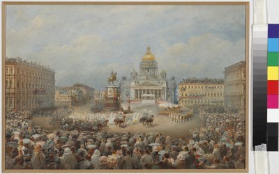 Eröffnungszeremonie des Denkmals für Nikolaus I. auf dem Mariinski-Platz von Vasili Semenovich Sadovnikov