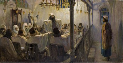 Er ist des Todes schuldig! - Polenov, Vasili Dmitrievich (1844-1927) - 1906 - Öl auf Leinwand (Teil der Serie von Gemälden Das Leben Christi, abgeschlossen vom Künstler in den späten 1890er-1900er Jahren) von Vasilij Dmitrievich Polenov