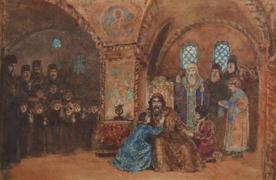 Bühnenbild für die Oper Boris Godunov von M. Mussorgsky von Vasilij Dmitrievich Polenov