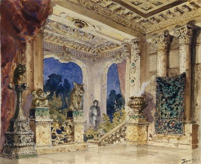 Bühnenbild für die Oper Die scharlachrote Rose von N. Krotkov, 1884 von Vasilij Dmitrievich Polenov
