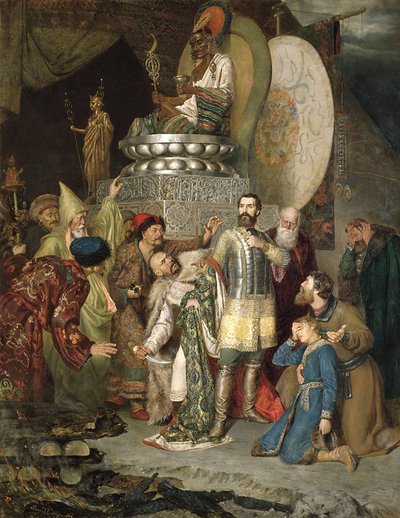 Prinz Michael von Tschernigow im Lager von Batu Khan, 1246, 1883 von Vasily Smirnov