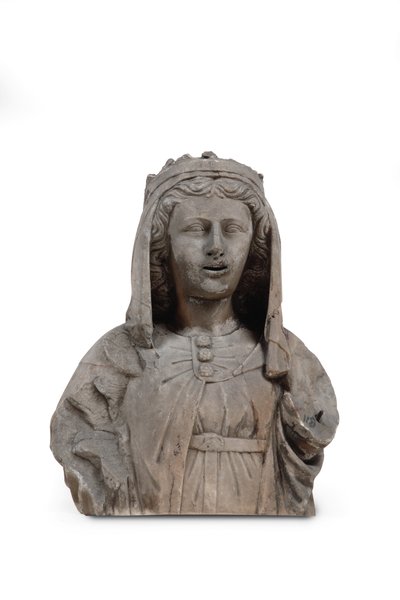 Eine geschnitzte Marmorbüste einer weiblichen Heiligen von Venetian School