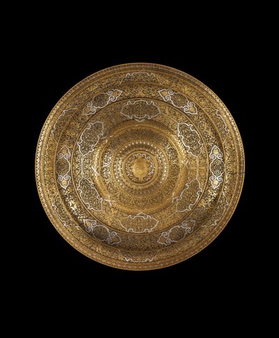 Schale aus graviertem Hochzinnbronze mit Silbereinlage, in der Mitte ein Wappen, 1530-ca.1550 von Venetian School