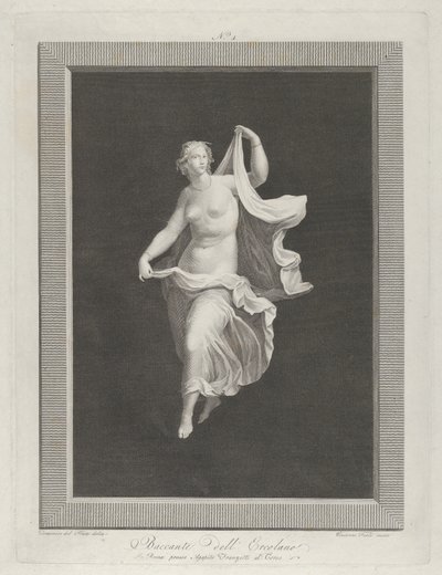 Eine teilweise nackte Bacchantin schreitet voran und hält die Enden ihres Gewandes, ca. 1795-1820 von Vicenzo Feoli