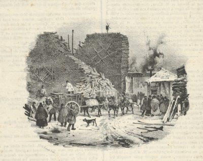 Holzplatz für Brennholz, 19. Jahrhundert von Victor Adam