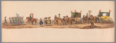 Historischer Umzug zum zweiten Jahrhundertfest der Universität Utrecht, 1836 (Platte 6) von Victor Adam