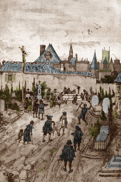 Jansenistischer Konvulsionär (oder Saint Medard) (Werke der Konvulsionen) im 18. Jahrhundert: „die Kranken und Gebrechlichen gehen zum Friedhof von Saint-Medard (wo sich das Grab des Diakons Francois Paris befindet), um wundersam geheilt zu werden“ von Victor Armand Poirson